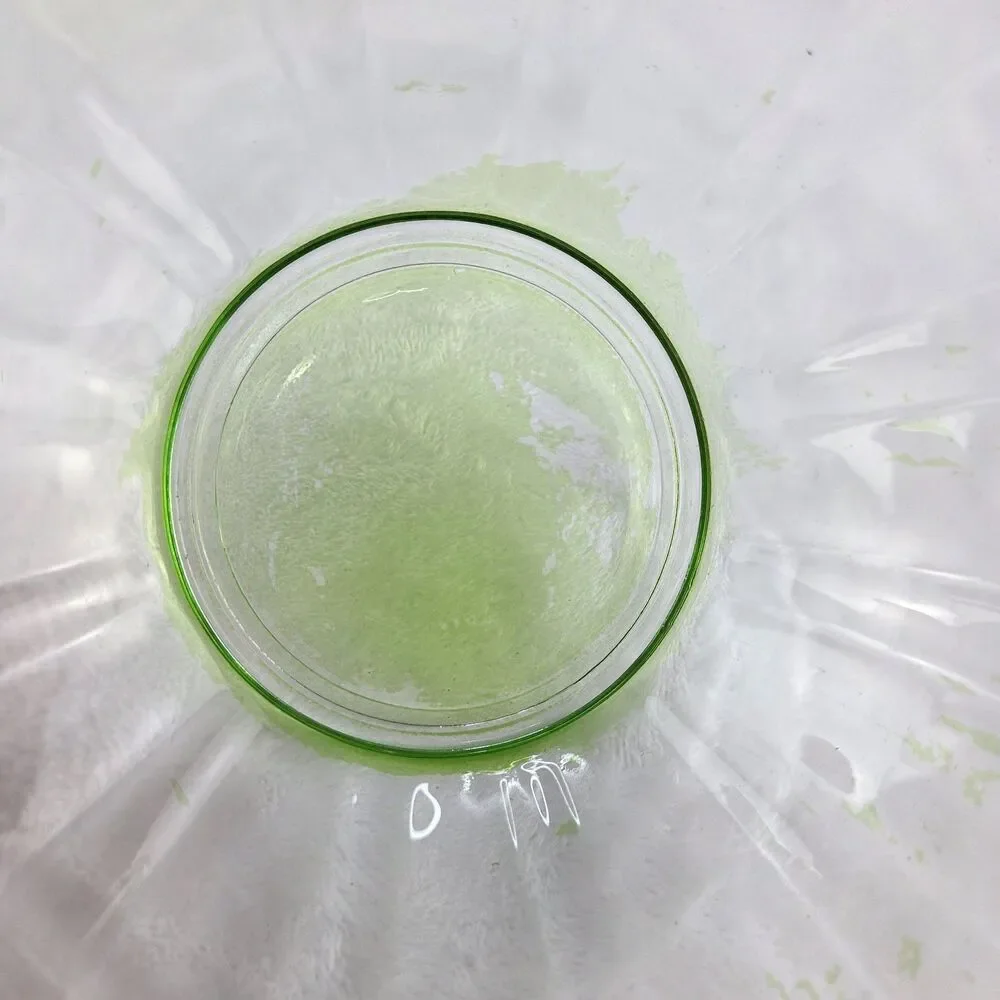 Vintage Anchor Hocking Green Glass Nesting Mixing Bowl Set 4 Ribbed Scalloped
